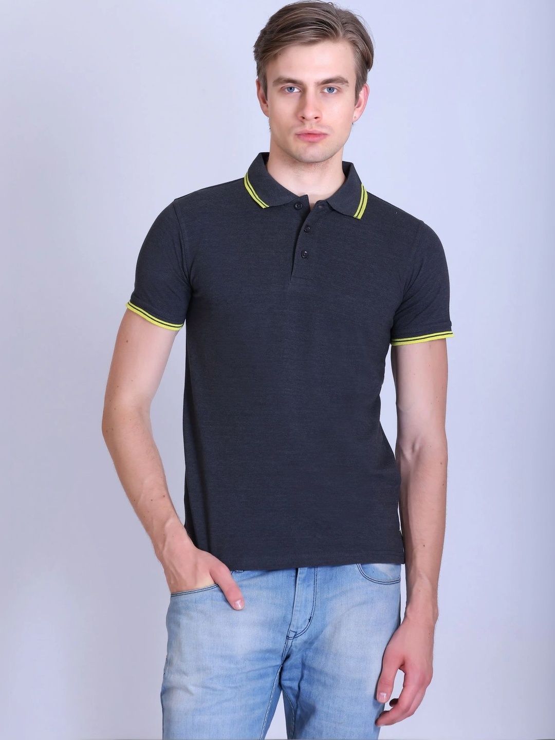 Pikmee Men Polo Collar Pure Cotton Blend T-shirt