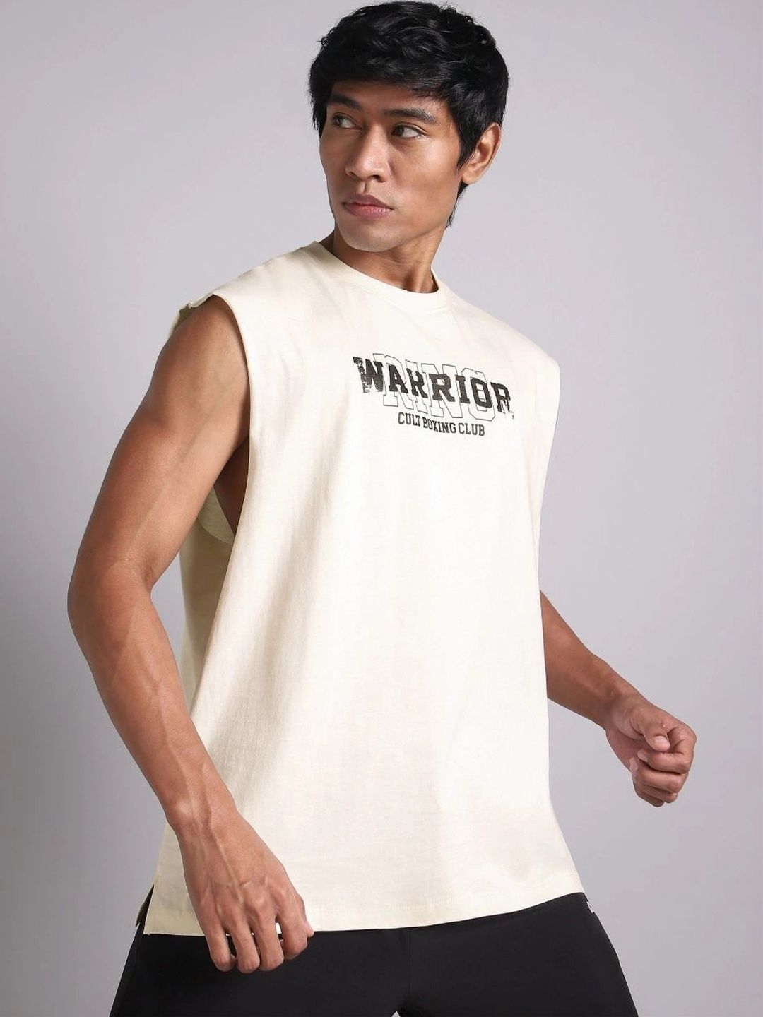 CULT Men White Ring Warrior Boxing Relaxed Fit Tank