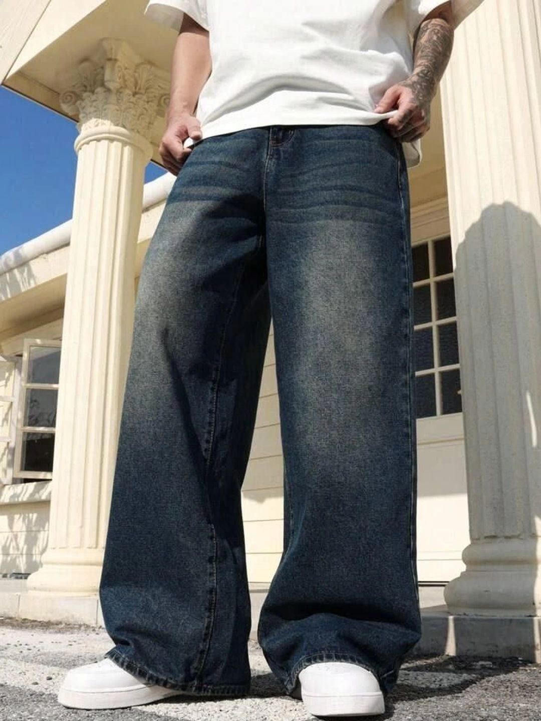 Mast & Harbour Men Cotton Wide Leg High-Rise Jeans