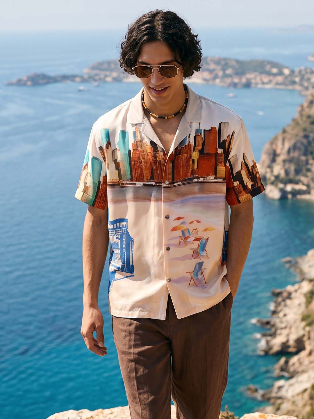 The Indian Garage Co Men Relaxed Fit Graphic Printed Resortwear Shirt