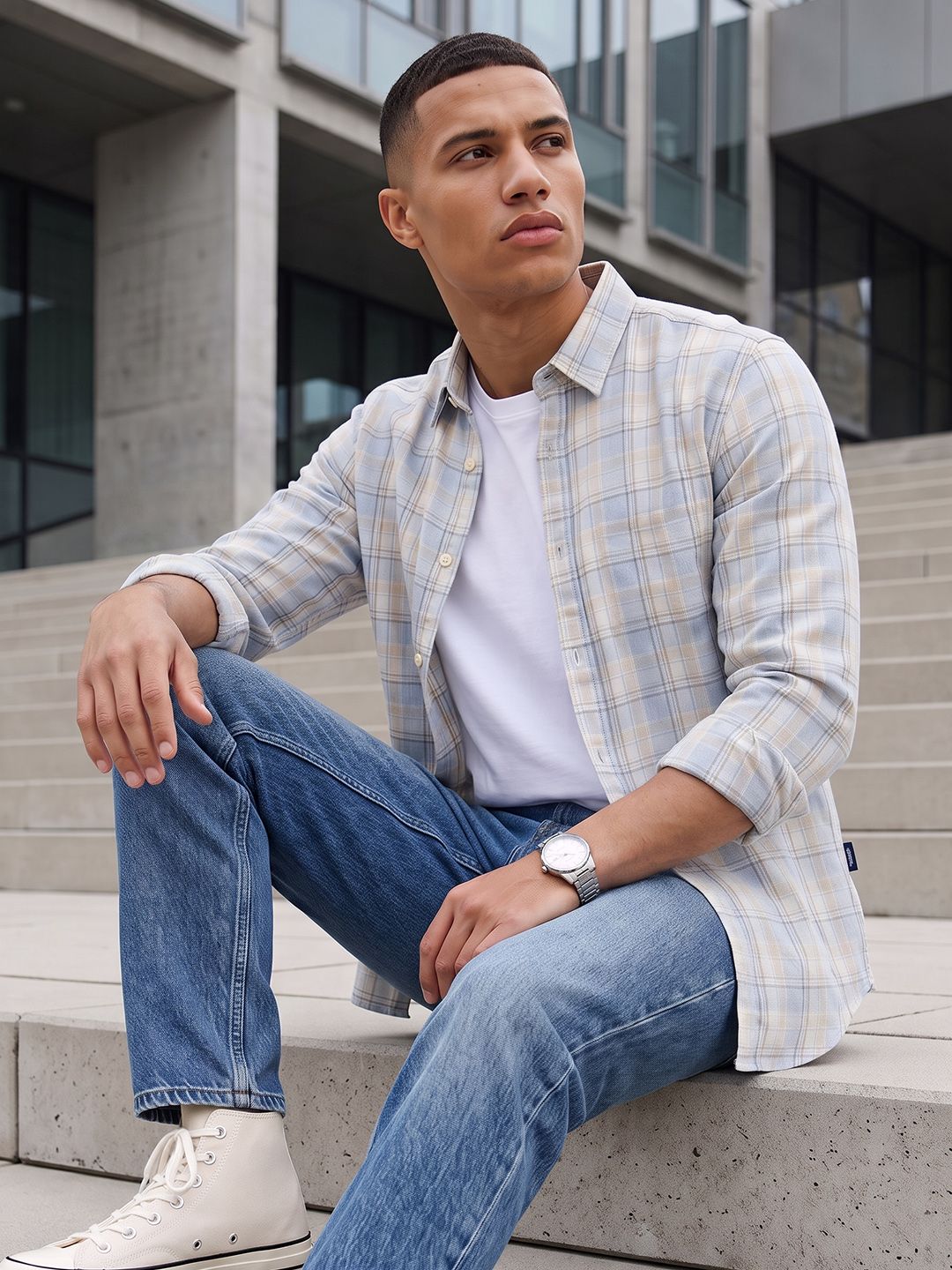 The Roadster Life Co. Premuim Cotton Linen Slim Fit Casual Shirt