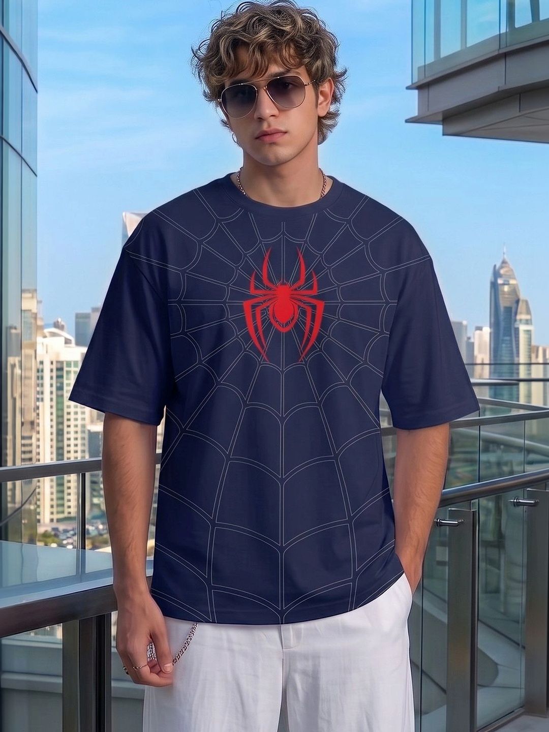 VEIRDO Men Printed Pure Cotton T-shirt
