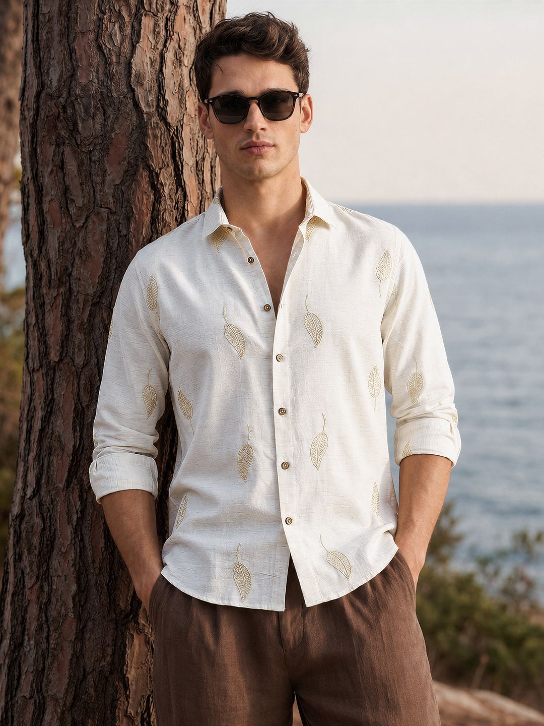The Indian Garage Co Men Relaxed Fit Embroidery Resortwear Shirt