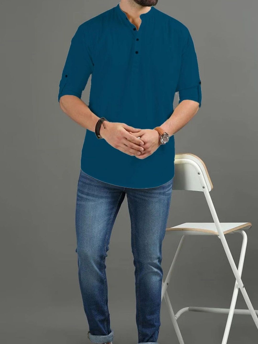 BLUE ROBED Men Kurta