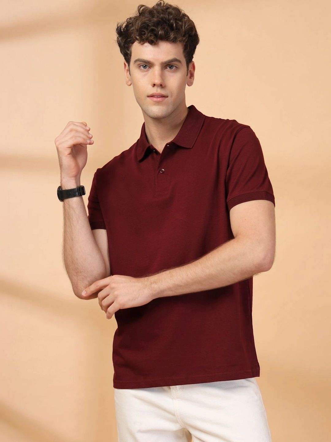 HERE&NOW Men Polo Collar T-shirt