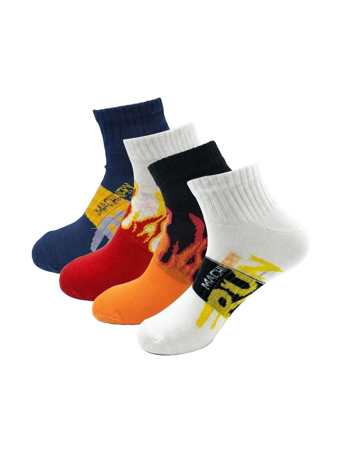 BEAR&BEYOND Men Pack of 4 Cotton Patterned Above Ankle Socks