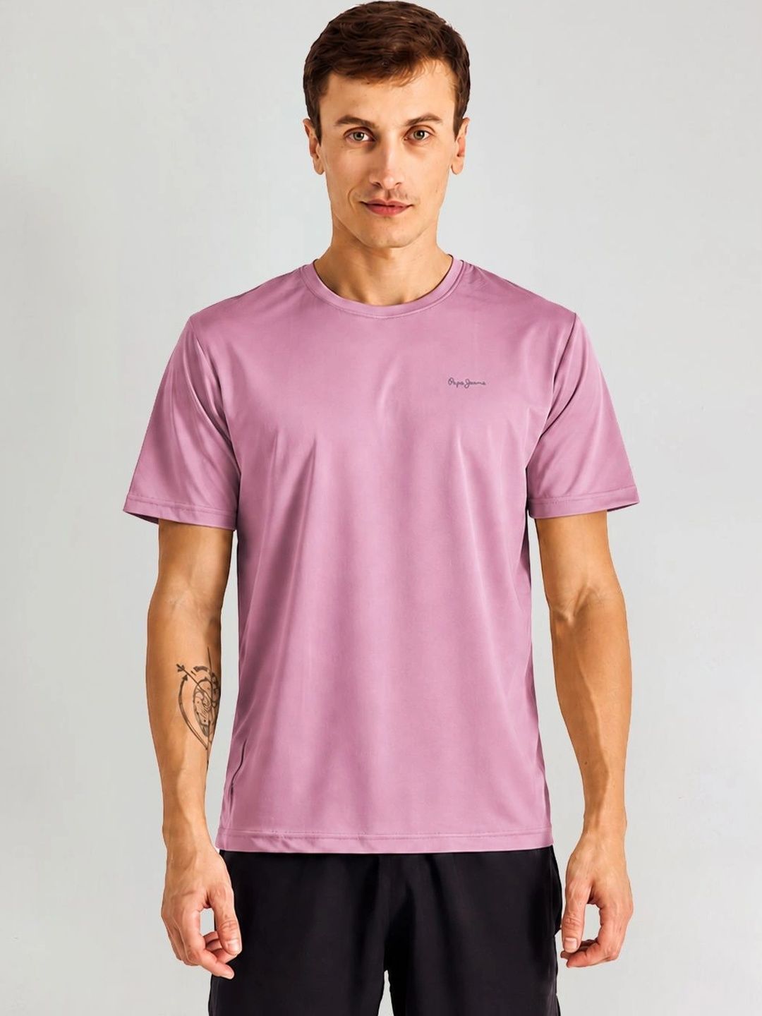Pepe Jeans Men Self Design Round Neck T-shirt