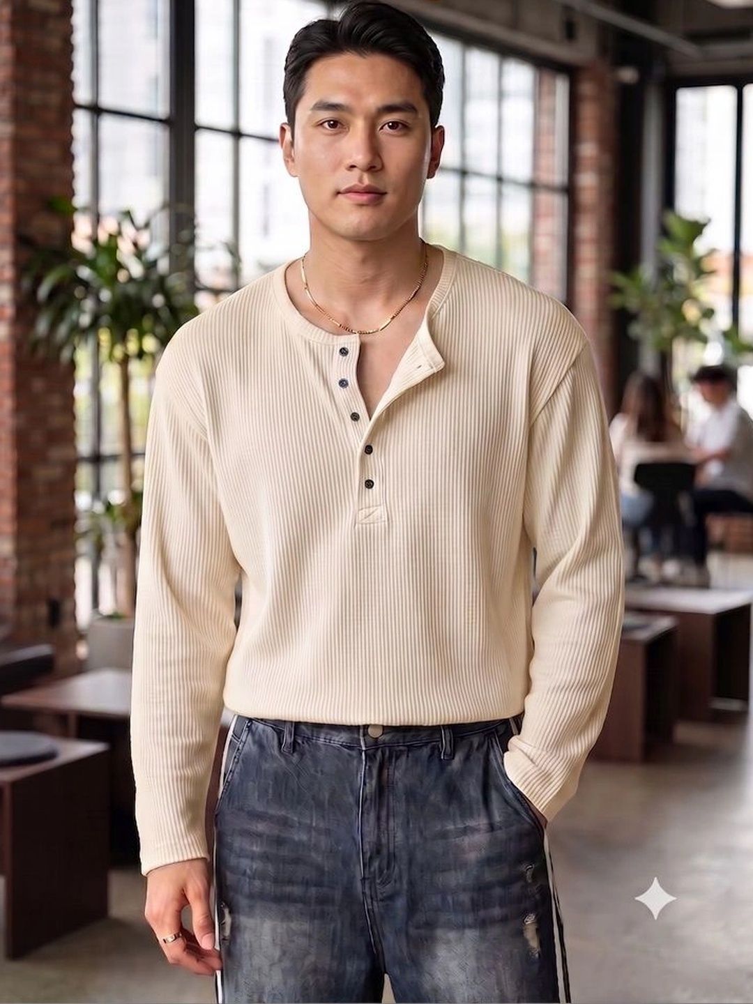 Nyuli Men Henley Neck T-shirt