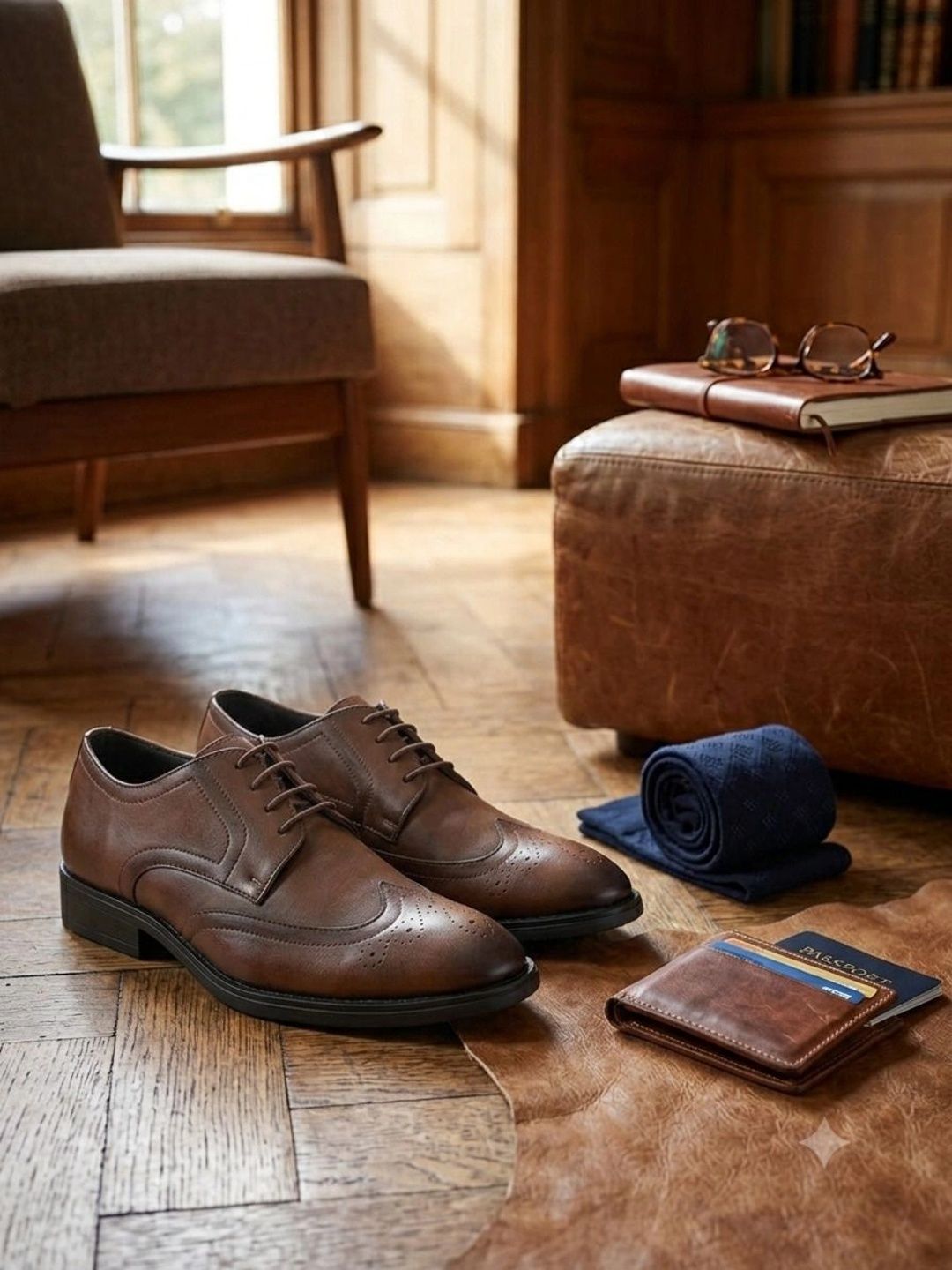 Killer Men Textured PU Pointed Toe Lace-Ups Brogues Formal Shoes