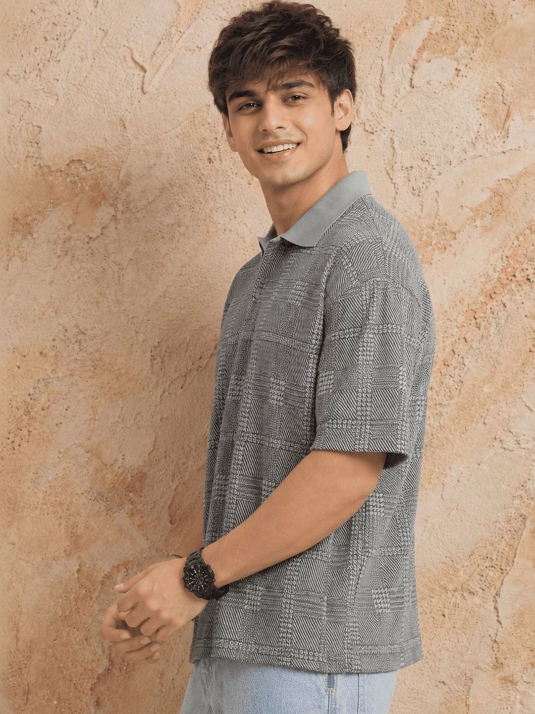 Moda Rapido Men Checked Polo Collar T-shirt