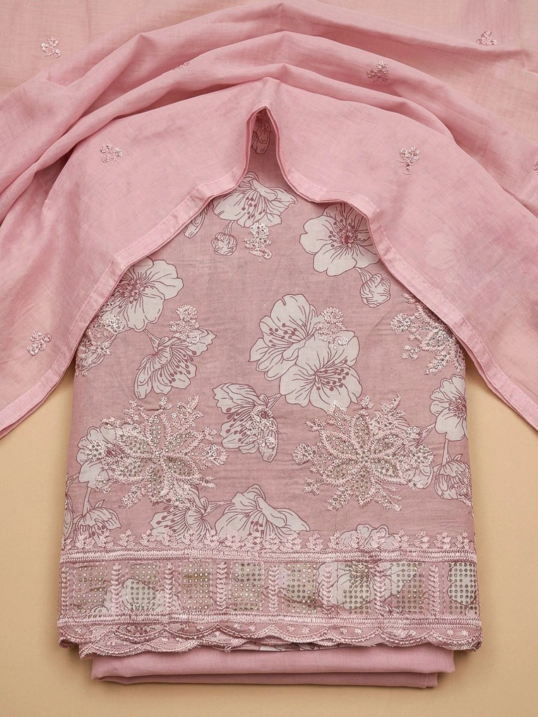 Meena Bazaar Embellished Unstitched Dress Material
