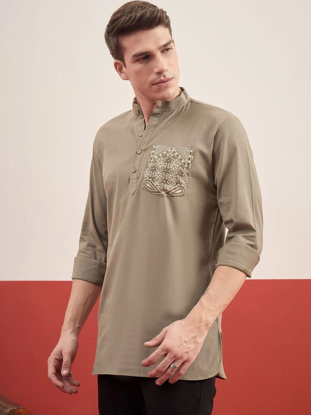 House of Pataudi Men Embroidered Thread Work Kurta