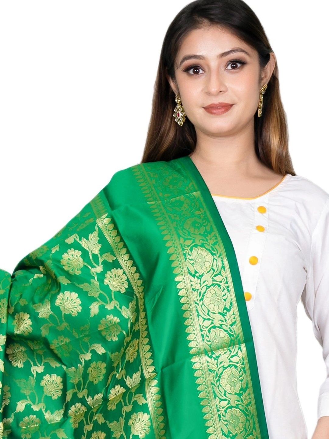 The SDF India Woven Design Art Silk Dupatta with Zari