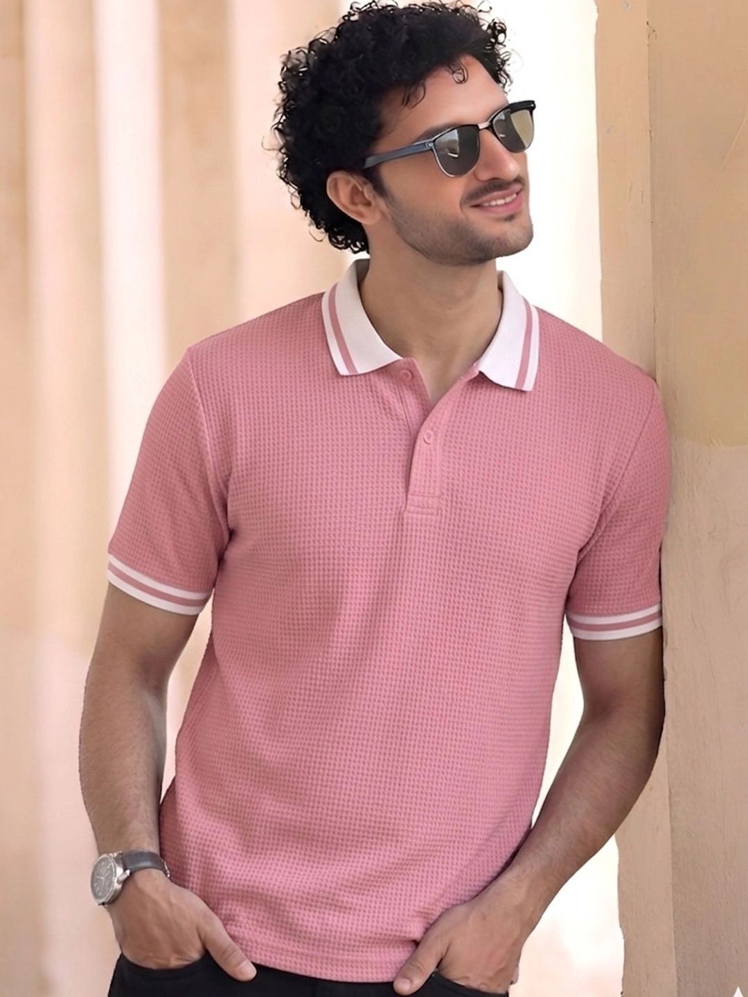 THE BEETEL HOUSE Men Polo Collar T-shirt