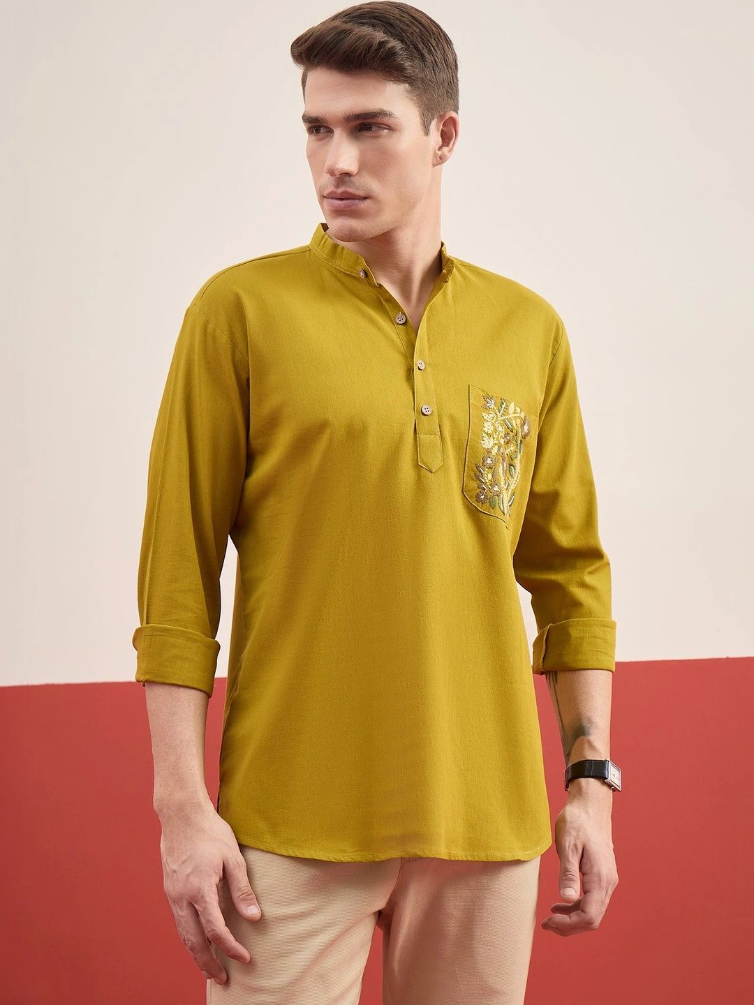 House of Pataudi Men Embroidered Thread Work Kurta