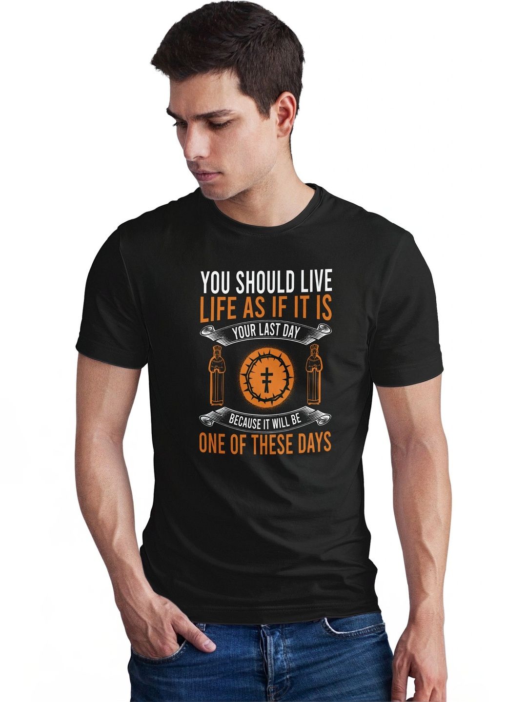 Seekbuylove Men Typography Printed Bio Finish T-shirt