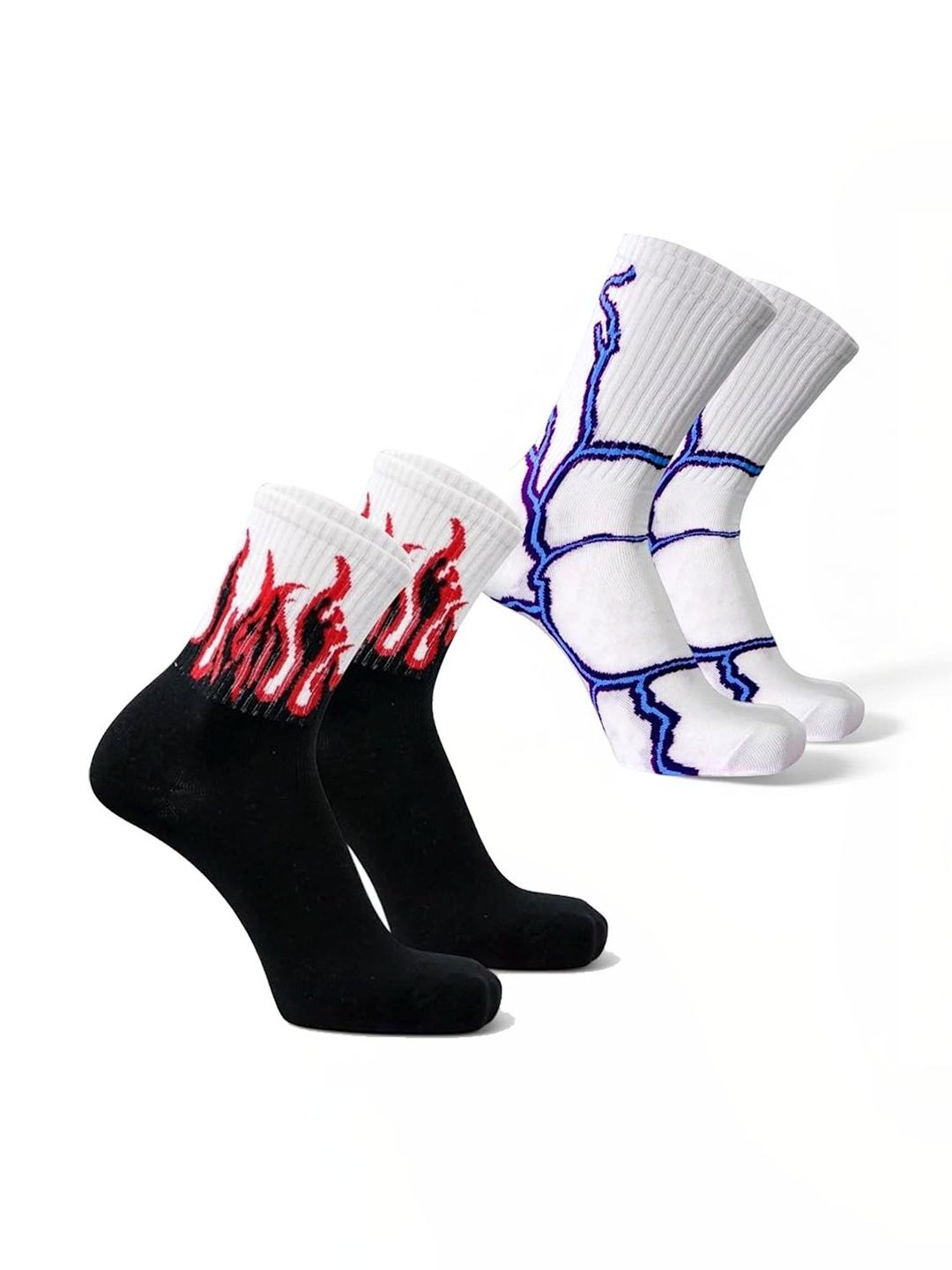 BEAR&BEYOND Men Pack of 2 Cotton Patterned Calf Length Socks
