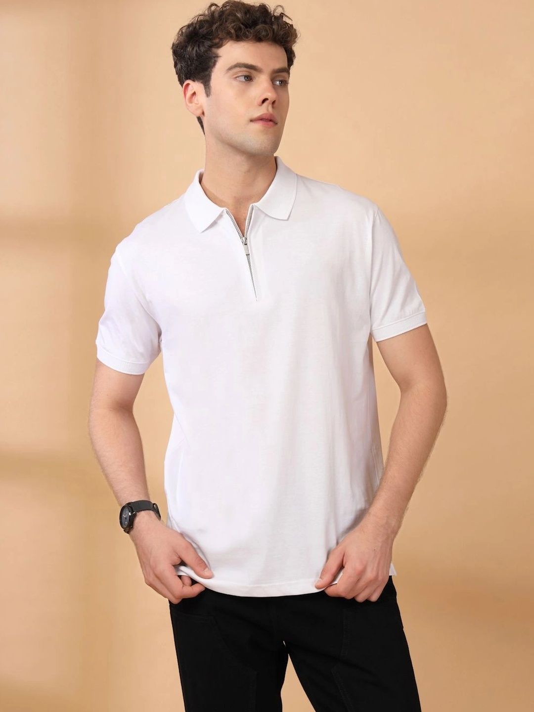 HERE&NOW Men Polo Collar T-shirt