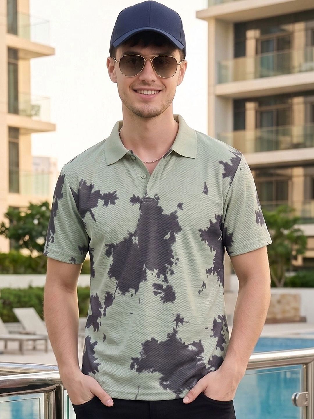 AIN6 Men Printed Polo Collar T-shirt