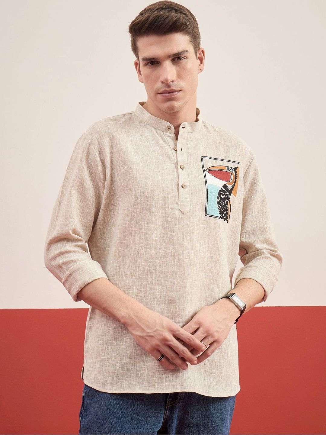House of Pataudi Men Embroidered Thread Work Kurta