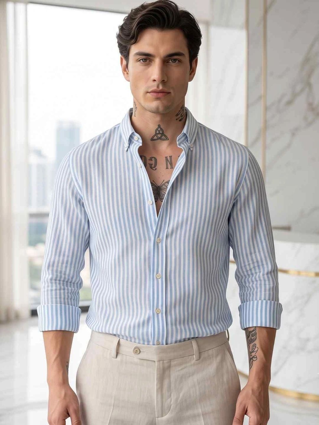 US MORATIO AMERICA Men Striped Casual Shirt