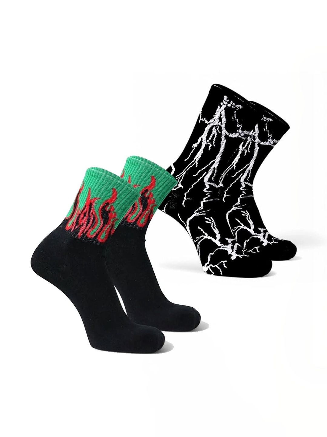 BEAR&BEYOND Men Pack of 2 Cotton Patterned Above Ankle Socks