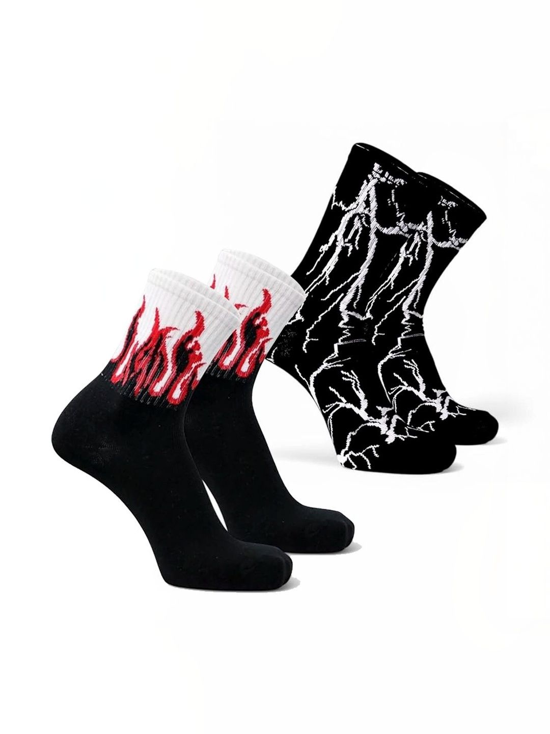 BEAR&BEYOND Men Pack of 2 Cotton Patterned Calf Length Socks