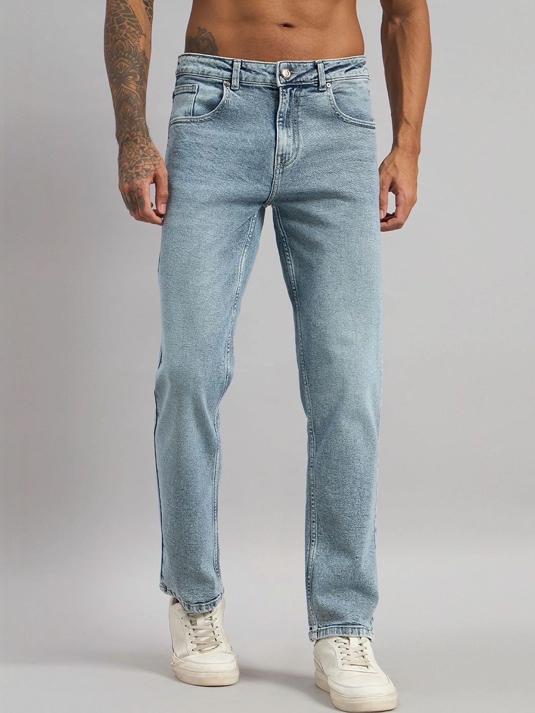 Sand Dunes Men Straight Motion Man Straight Fit Mid-Rise Light Fade Acid Wash Stretchable Jeans