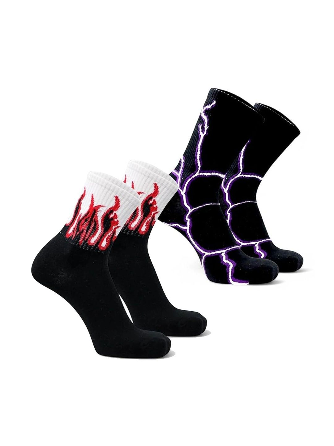 BEAR&BEYOND Men Pack of 2 Cotton Patterned Calf Length Socks