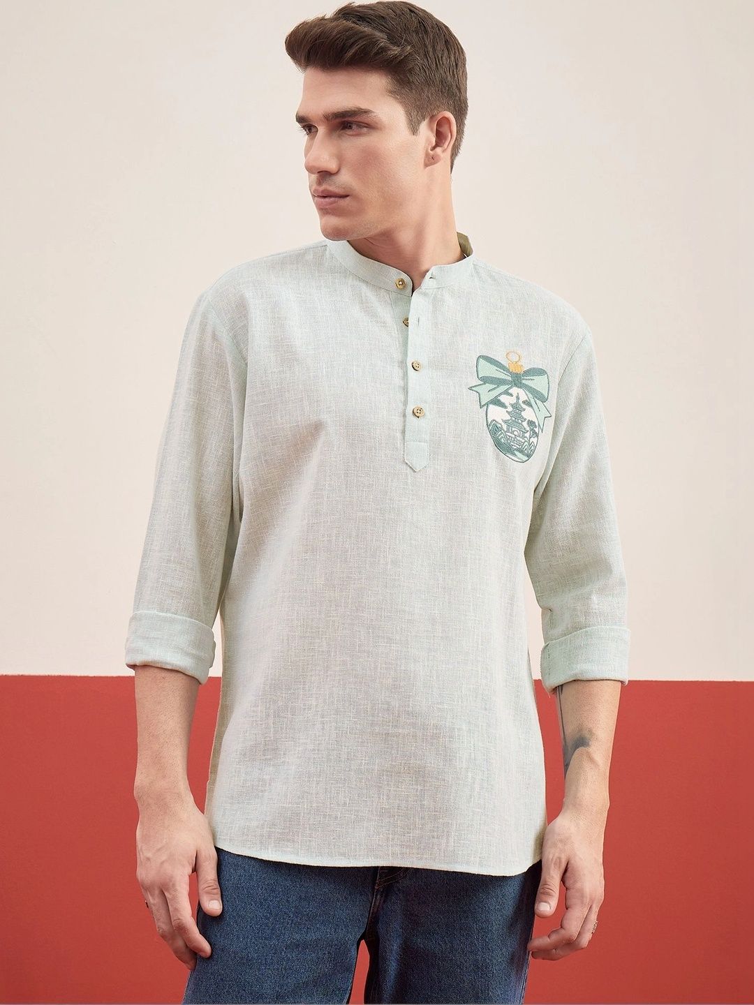 House of Pataudi Men Embroidered Thread Work Kurta