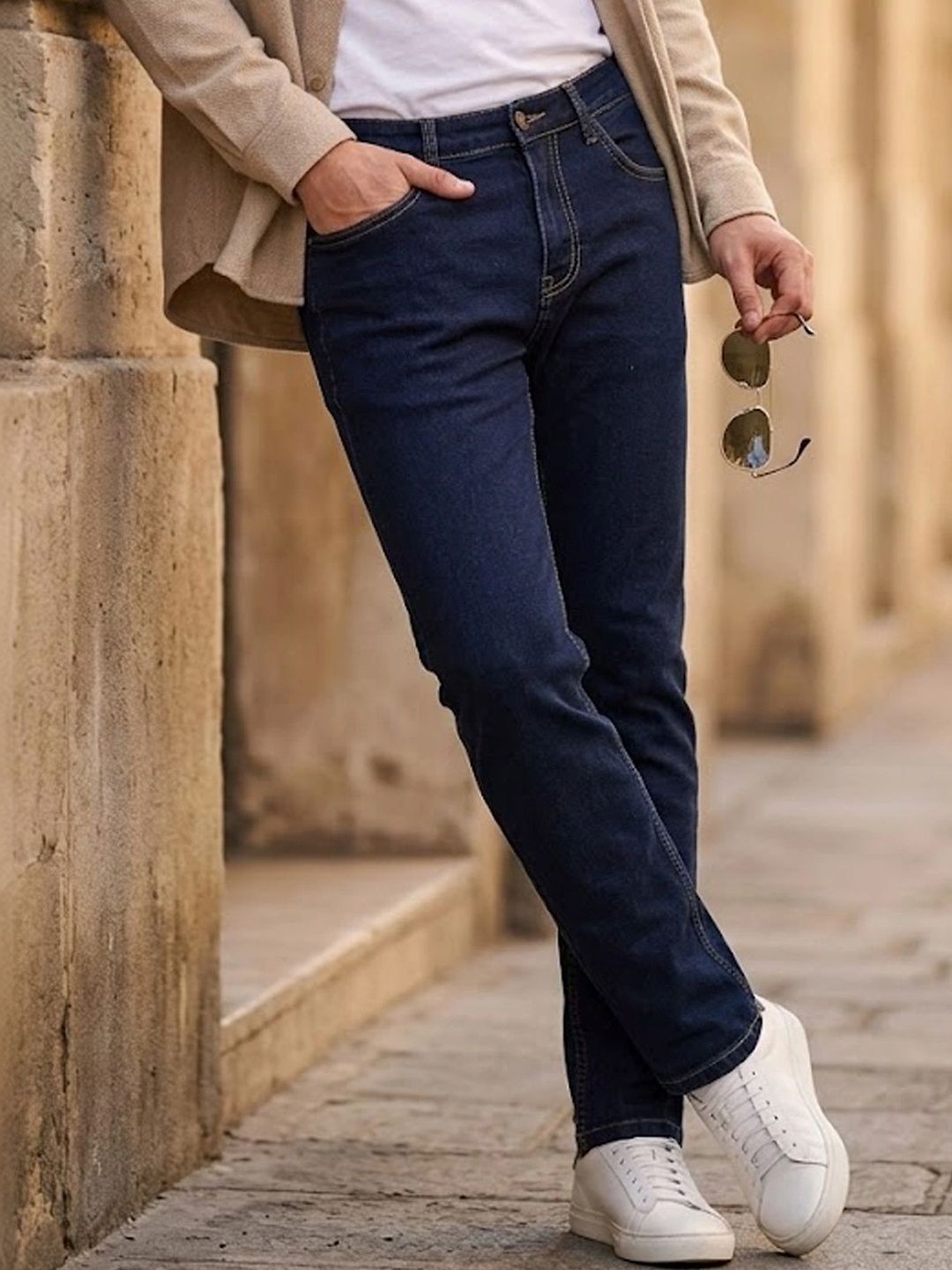 Urbano Fashion Men Straight Fit Mid-Rise Heavy Fade Stretchable Jeans