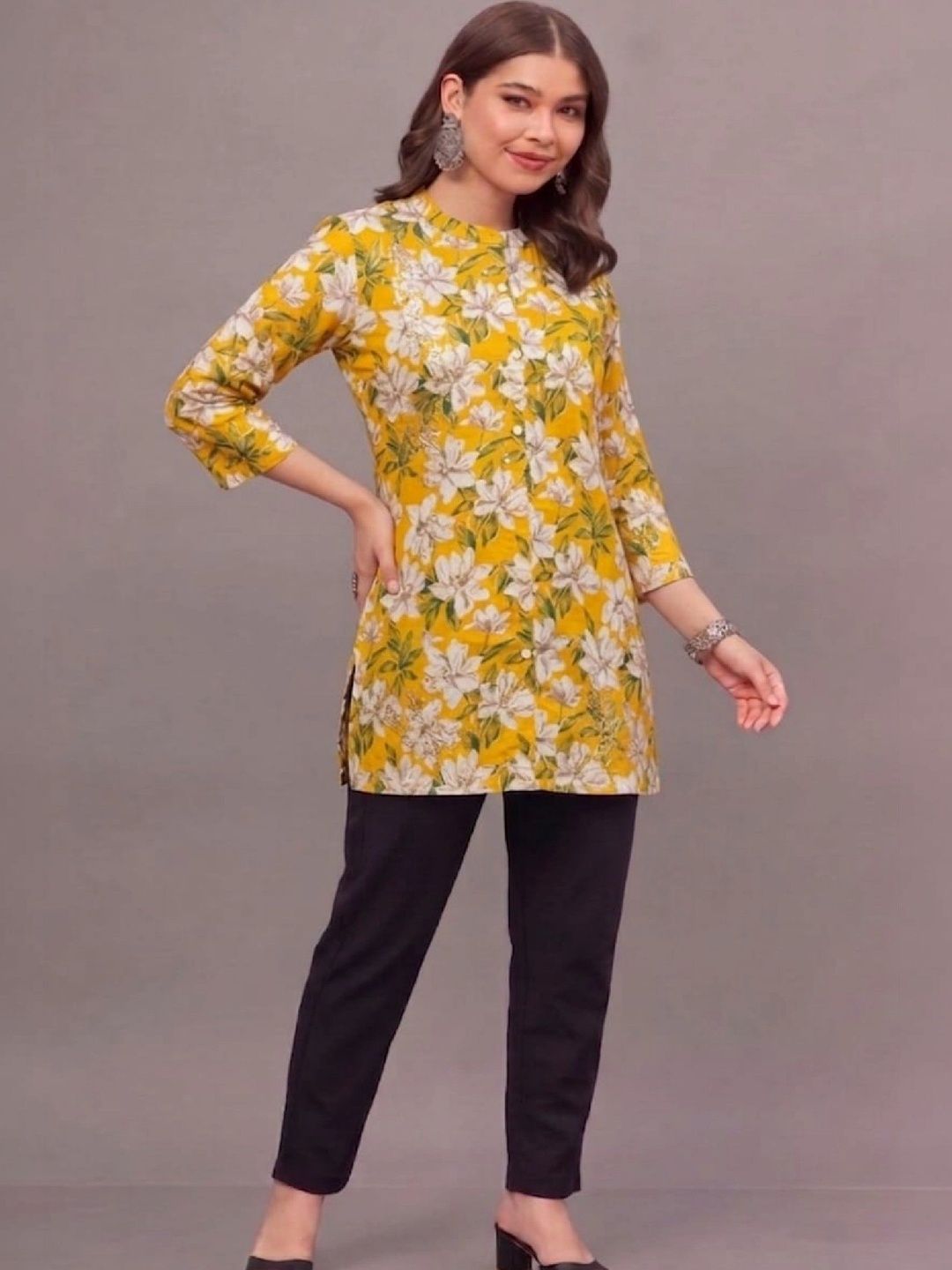 THE PAJAMA FACTORY Floral Printed Pure Cotton Kurti