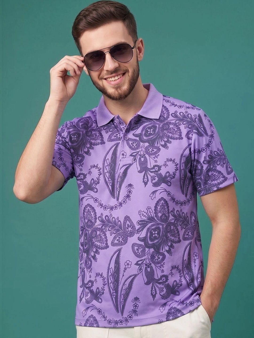 AIN6 Men Printed Polo Collar T-shirt