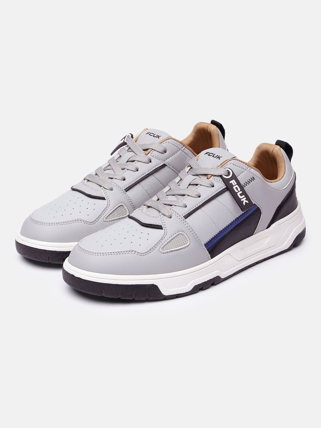 FCUK Men Brand Logo Printed Perforated Sneakers