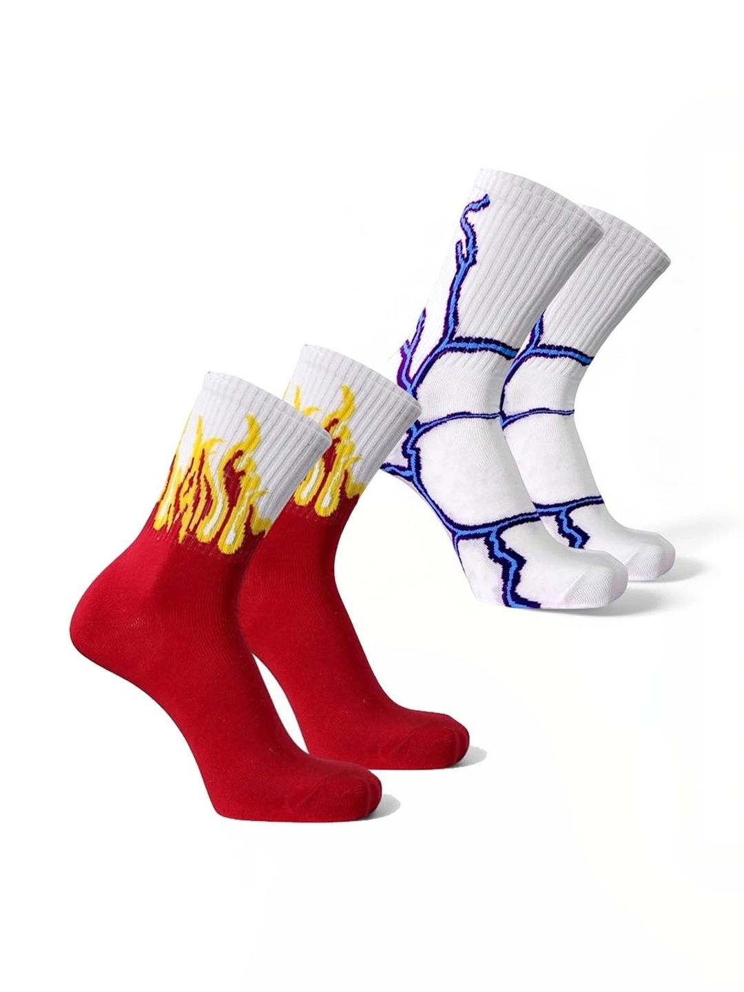 BEAR&BEYOND Men Pack of 2 Cotton Patterned Calf Length Socks