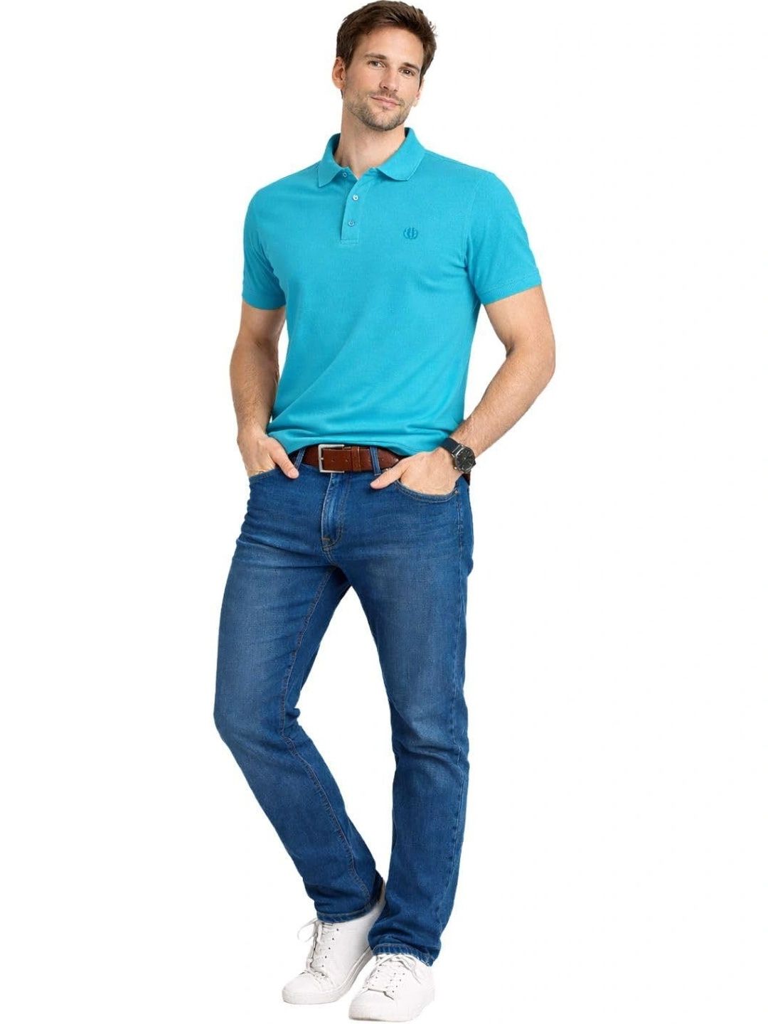 RIVER HILL Men Brand Logo Polo Collar T-shirt