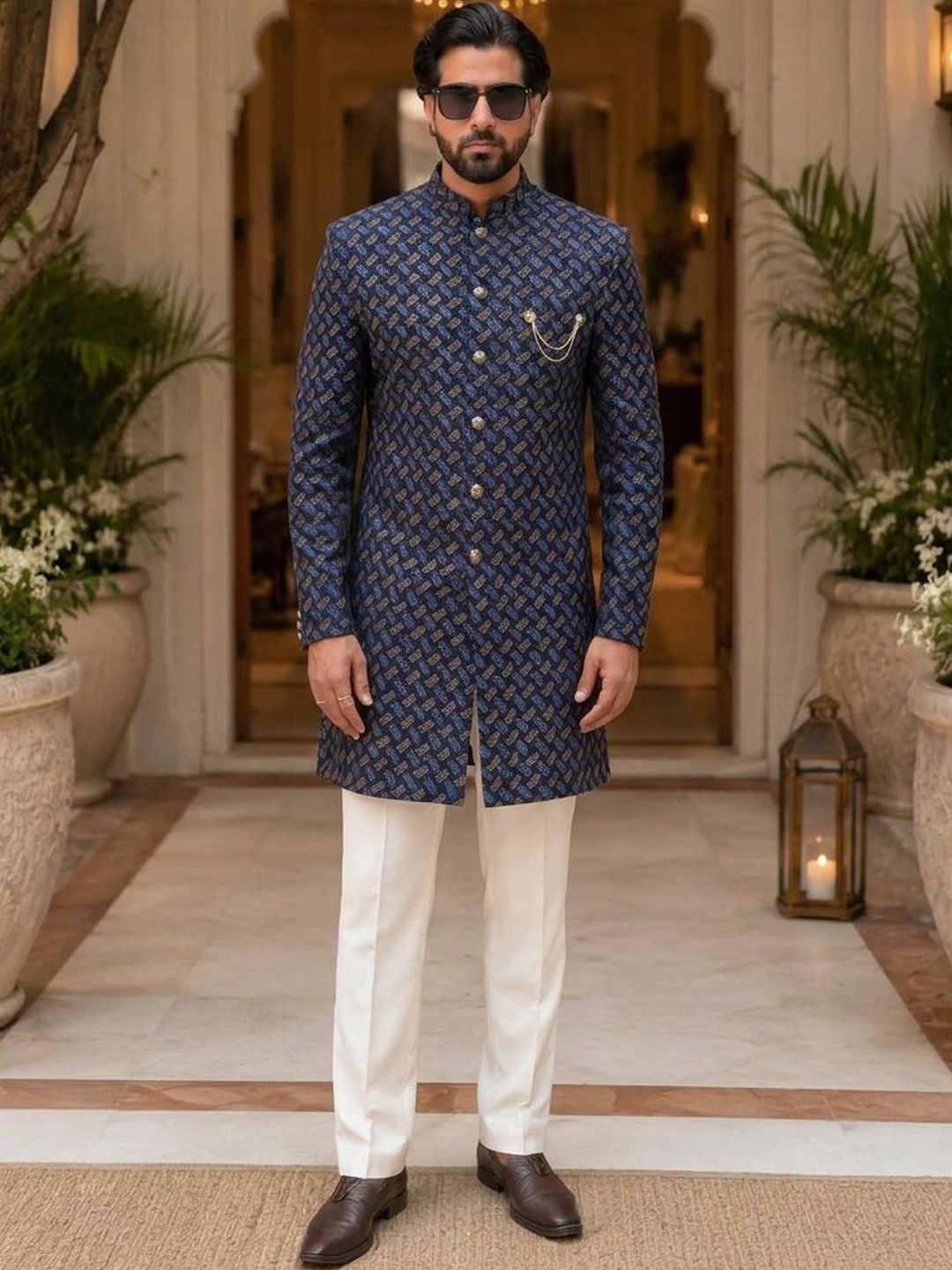 KISAH Self Designed Indo-Western Sherwani Set