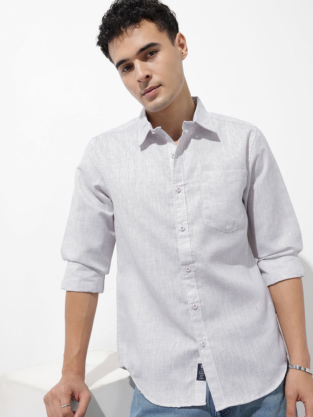 Roadster The Roadster Life Co. Spread Collar Cotton Linen Casual Shirt