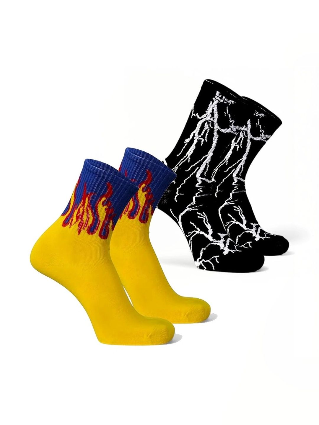 BEAR&BEYOND Men Pack of 2 Cotton Patterned Calf Length Socks