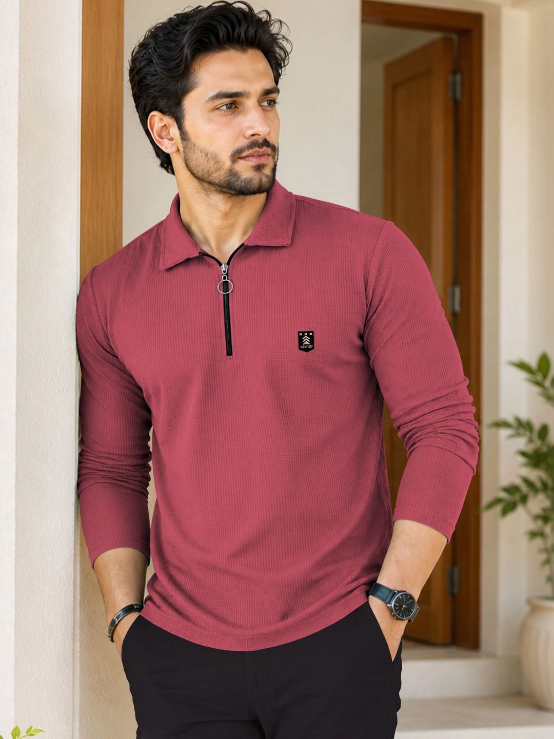 VeBNoR Men Polo Collar T-shirt