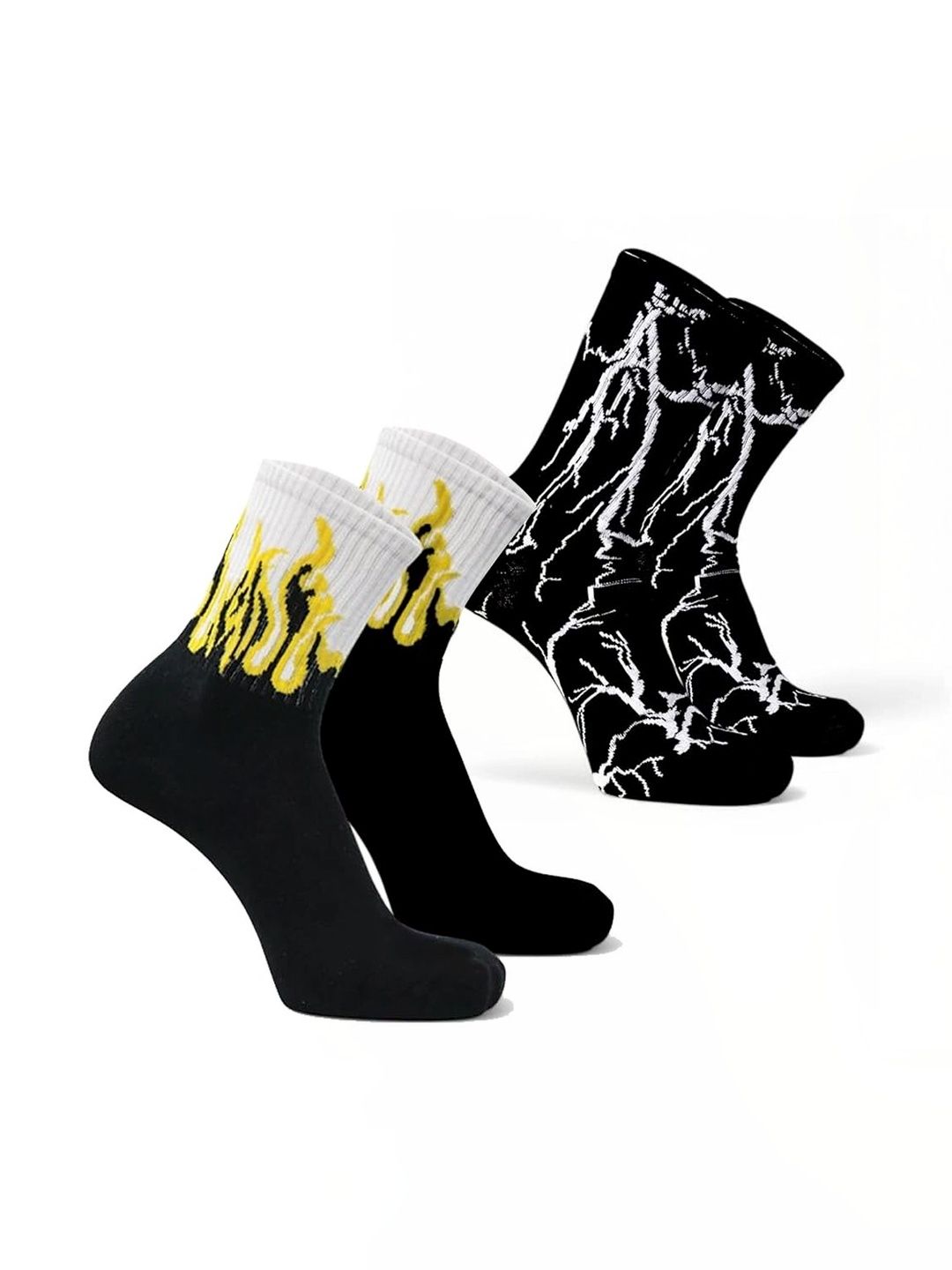 BEAR&BEYOND Men Pack of 2 Cotton Patterned Above Ankle Socks