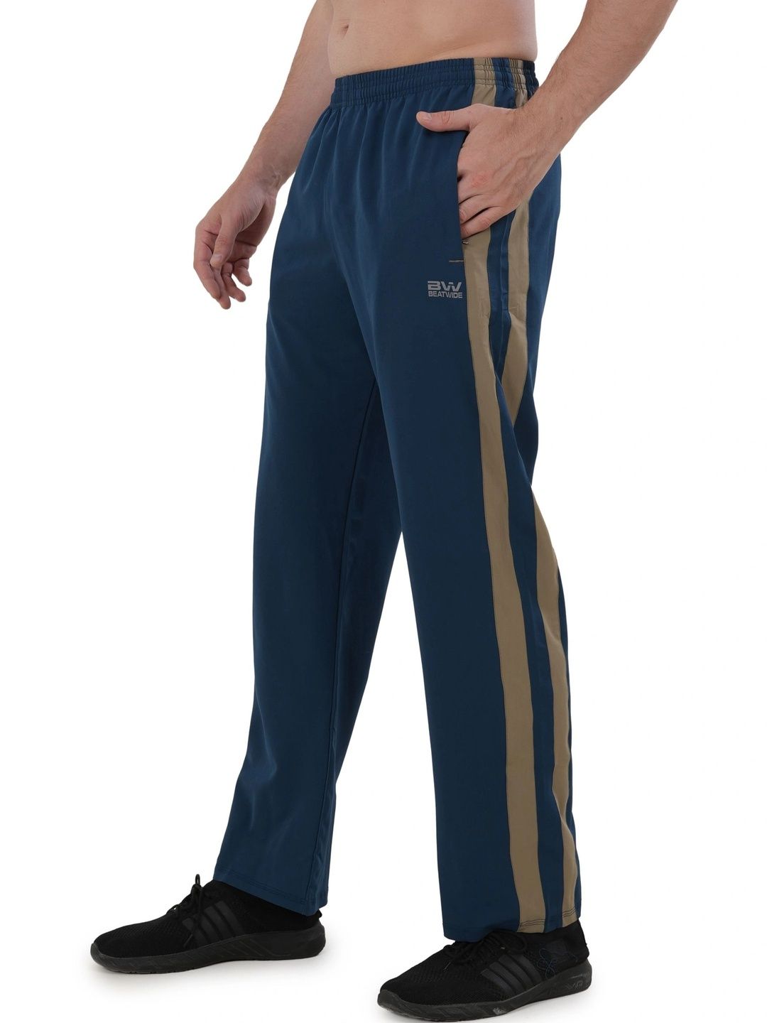 Beatwide Men Relaxed Fit Colourblocked Rapid-Dry Training Track Pants