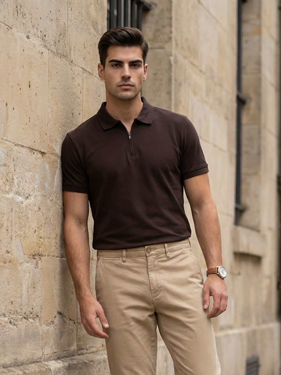 encore by INVICTUS Knitted Polo Collar T-shirt