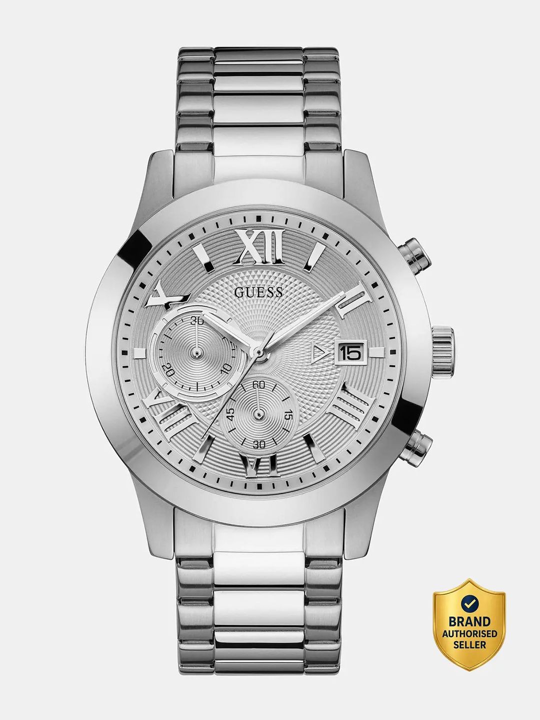 GUESS GUESS Round 45mm Silver Dial Analog Men Watch - W0668G7