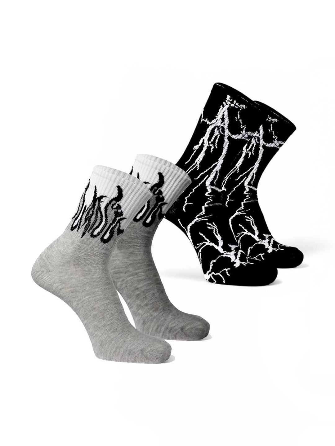 BEAR&BEYOND Men Pack of 2 Cotton Patterned Calf Length Socks