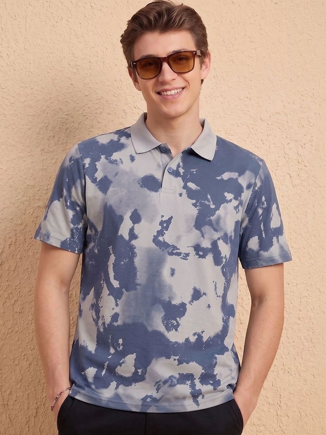 AIN6 Men Printed Polo Collar T-shirt
