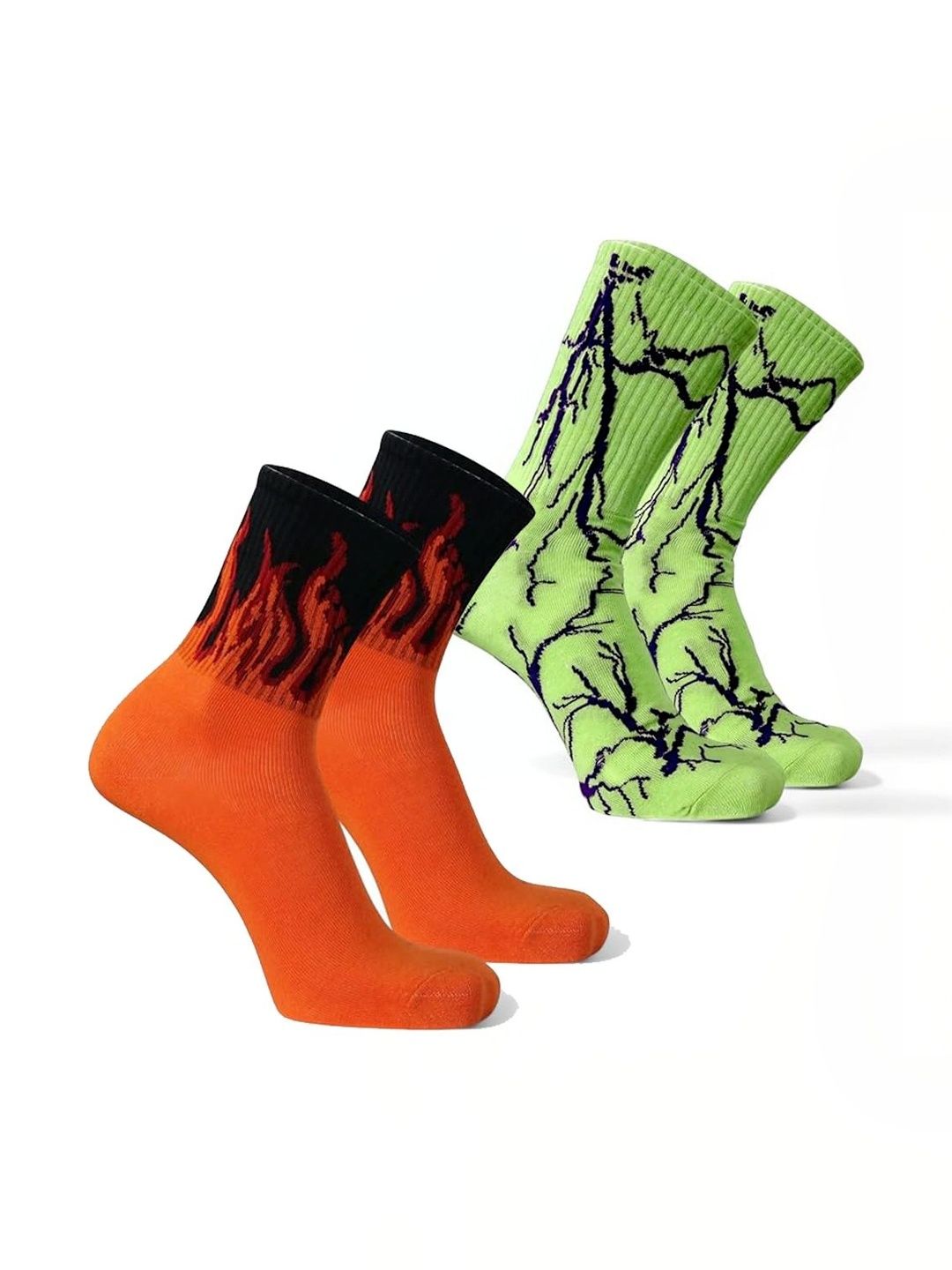 BEAR&BEYOND Men Pack of 2 Cotton Patterned Calf Length Socks