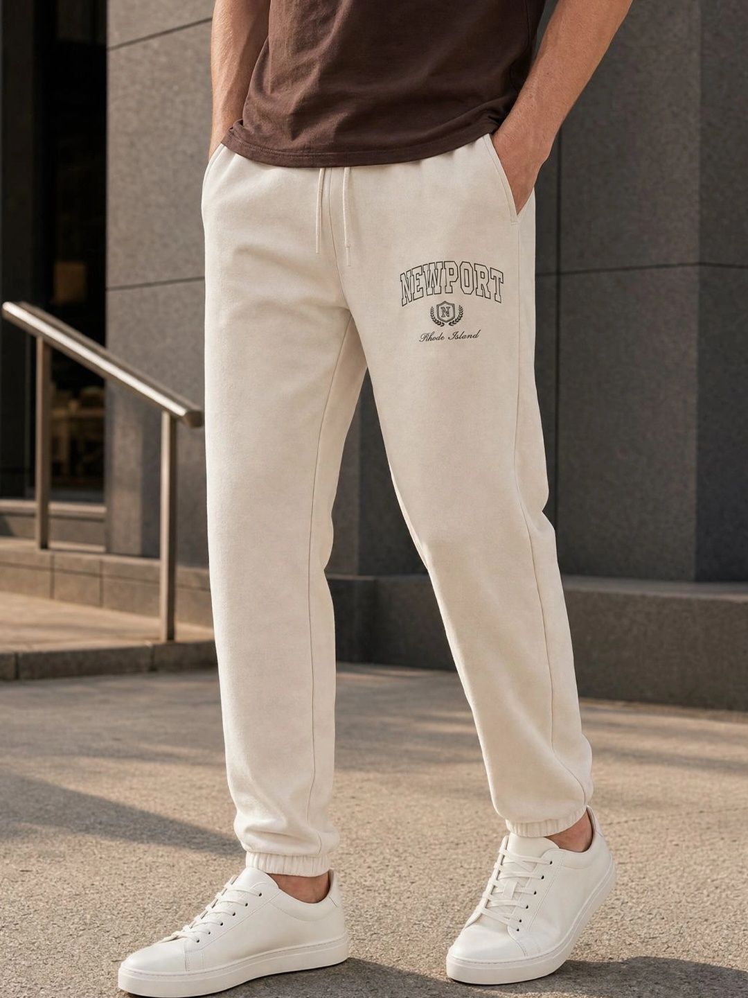 NOBERO Men Tapered Fit Typography Joggers