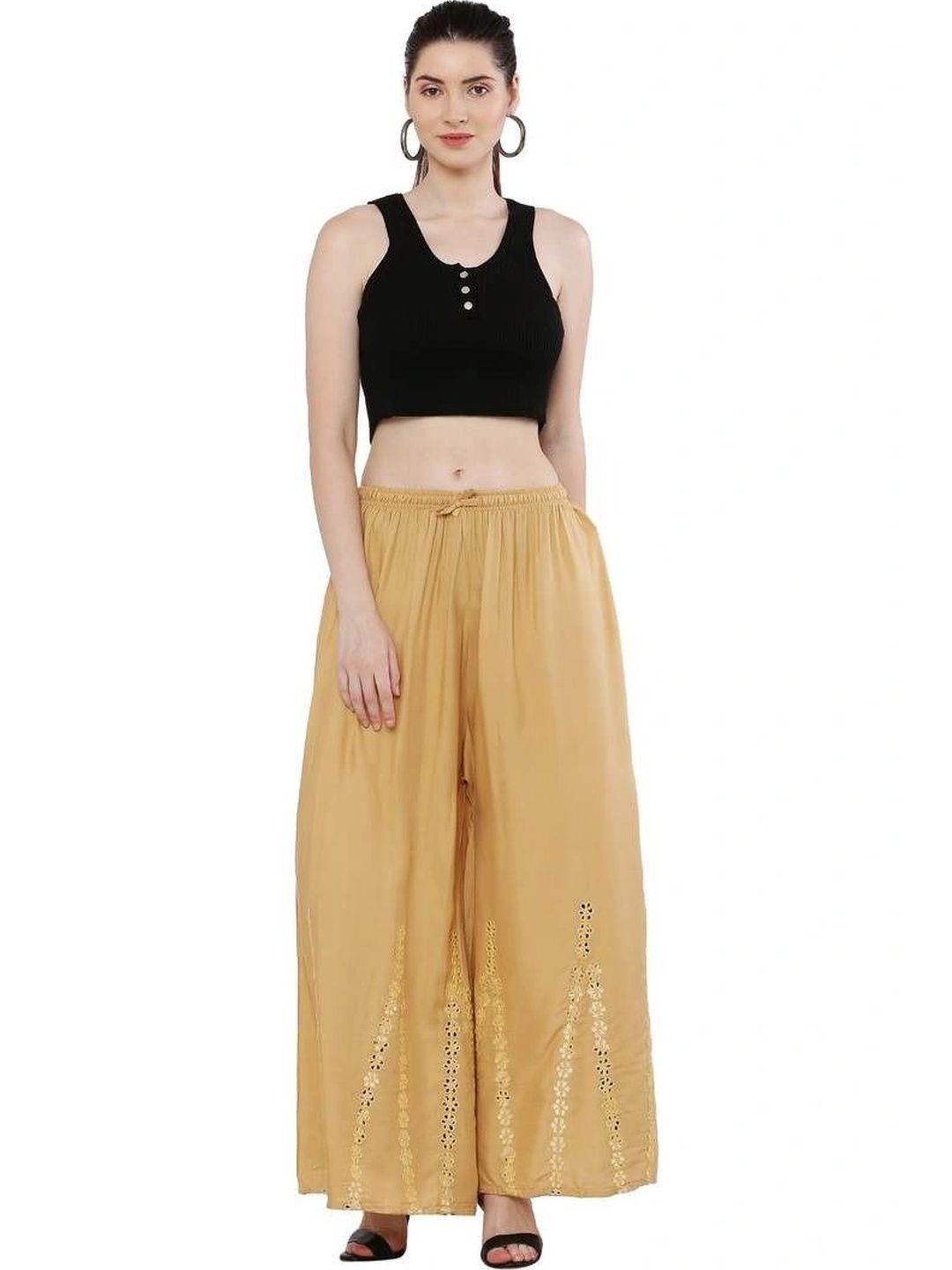 OMAYA Women 2 Knitted Ethnic Palazzos