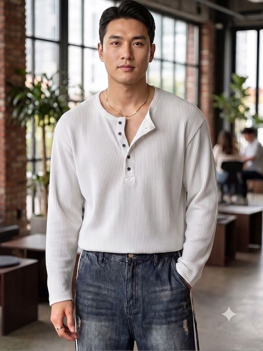 Saklana Men Henley Neck T-shirt